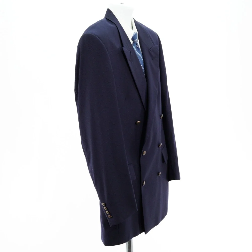 Jos A Bank Wool Blue Double Breasted Gold Button Peak Lapel Blazer 42L